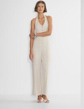 Aritzia Wilfred CruiseLinen Upscale Jumpsuit Natural Ecru Linen Lyocell, sz 4